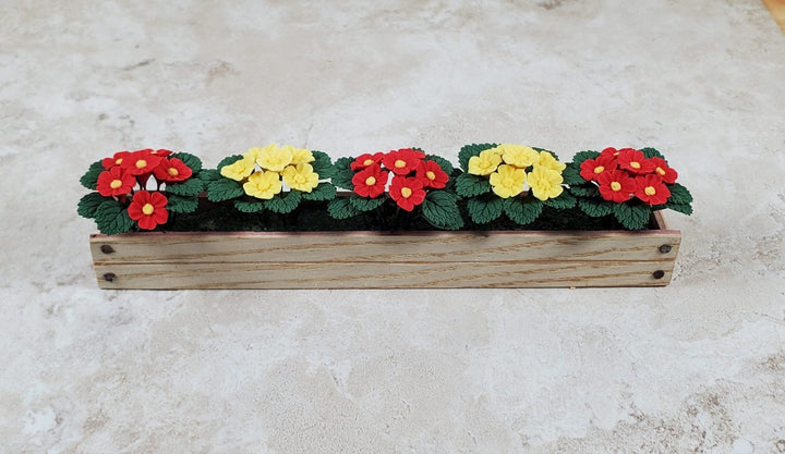 Dollhouse Red & Yellow Flowers in a 5.5" Window Box Planter 1:12 Scale Miniature - MiniatureCrush