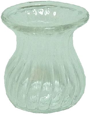 Dollhouse Ribbed Glass Jar No Lid 1:12 Scale Miniature Decoration Flowers - MiniatureCrush