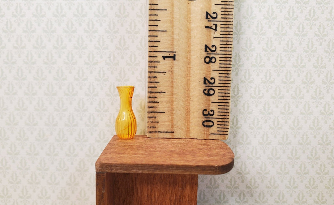 Dollhouse Ridged Amber Glass Bud Vase 1:12 Scale Miniature Flowers Decor - MiniatureCrush