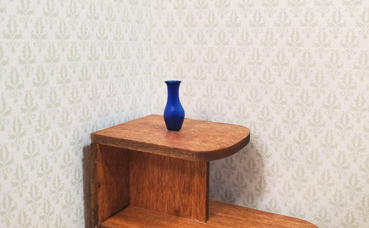 Dollhouse Ridged Blue Glass Bud Vase 1:12 Scale Miniature Flowers Decor - MiniatureCrush