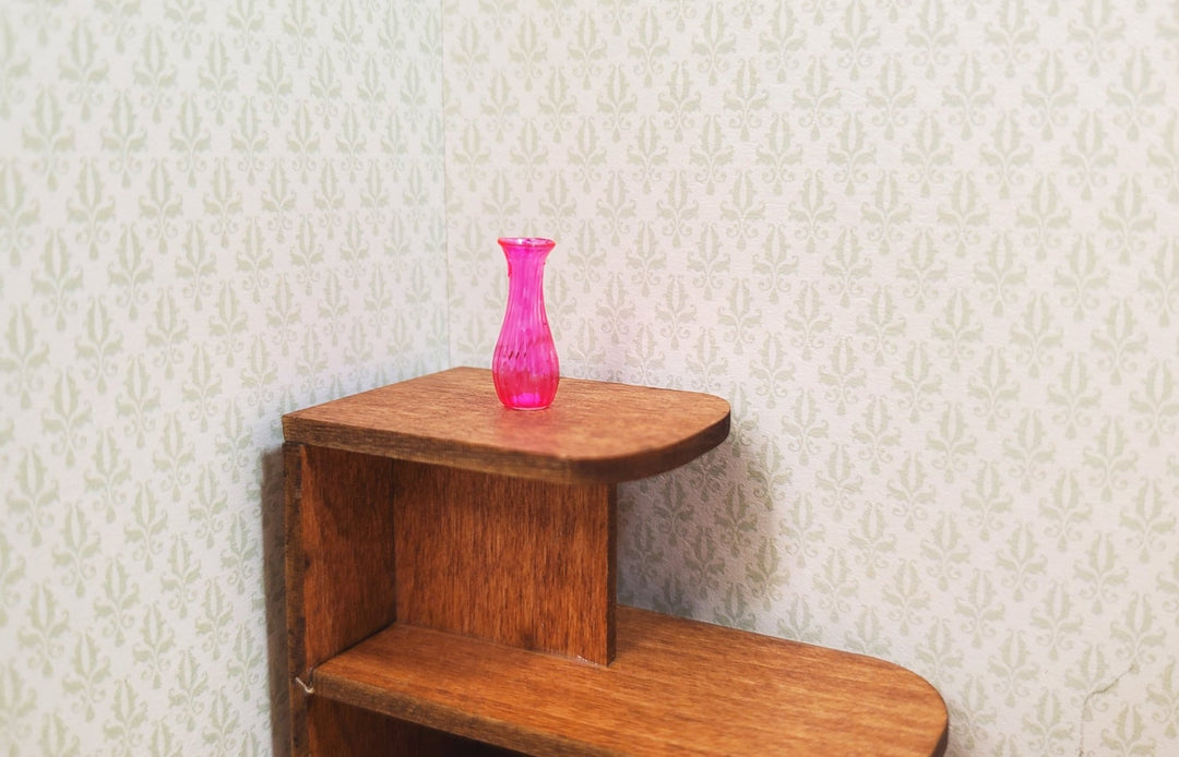 Dollhouse Ridged Bright Pink Glass Bud Vase 1:12 Scale Miniature - MiniatureCrush