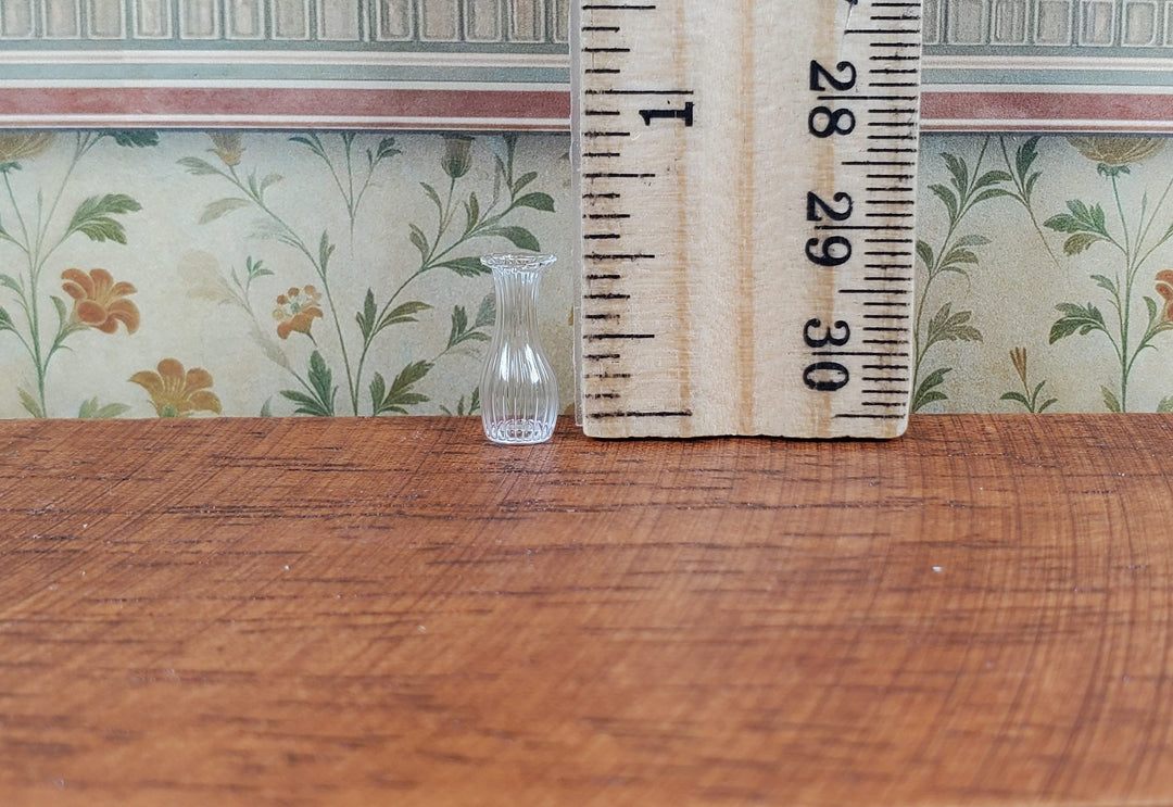 Dollhouse Ridged Glass Bud Vase 1:12 Scale Miniature Flowers Decoration - MiniatureCrush
