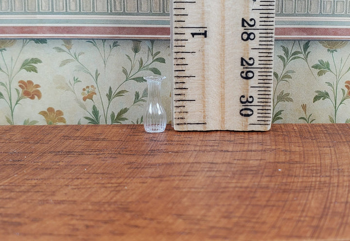 Dollhouse Ridged Glass Bud Vase 1:12 Scale Miniature Flowers Decoration - MiniatureCrush