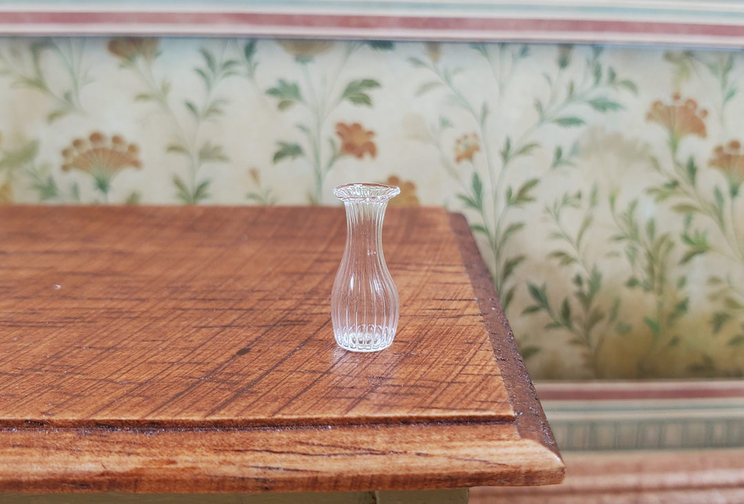 Dollhouse Ridged Glass Bud Vase 1:12 Scale Miniature Flowers Decoration - MiniatureCrush
