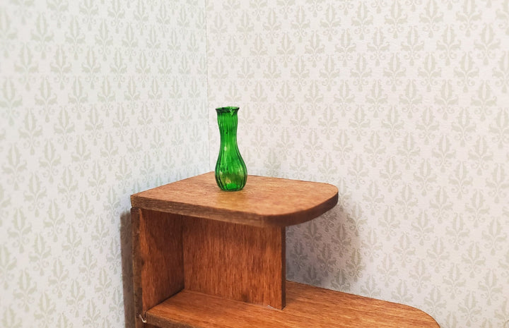 Dollhouse Ridged Green Glass Bud Vase 1:12 Scale Miniature Flowers Decoration - MiniatureCrush