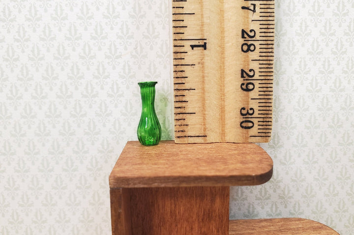 Dollhouse Ridged Green Glass Bud Vase 1:12 Scale Miniature Flowers Decoration - MiniatureCrush