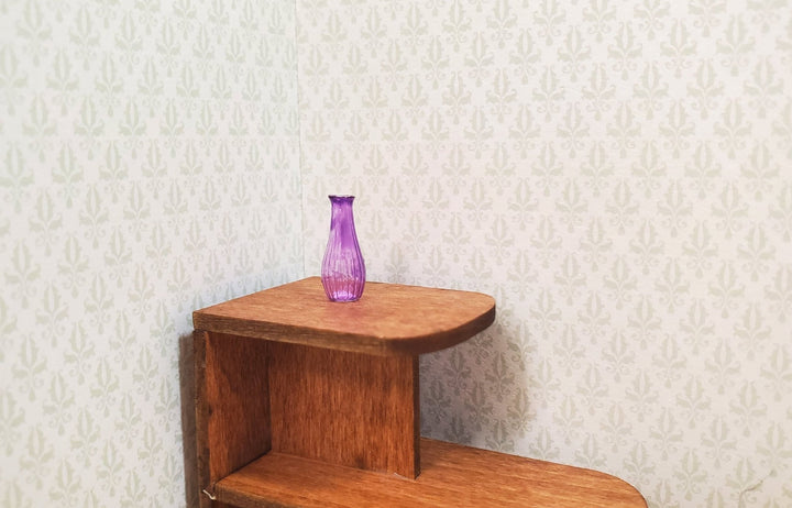 Dollhouse Ridged Purple Glass Bud Vase 1:12 Scale Miniature Flowers Decor - MiniatureCrush