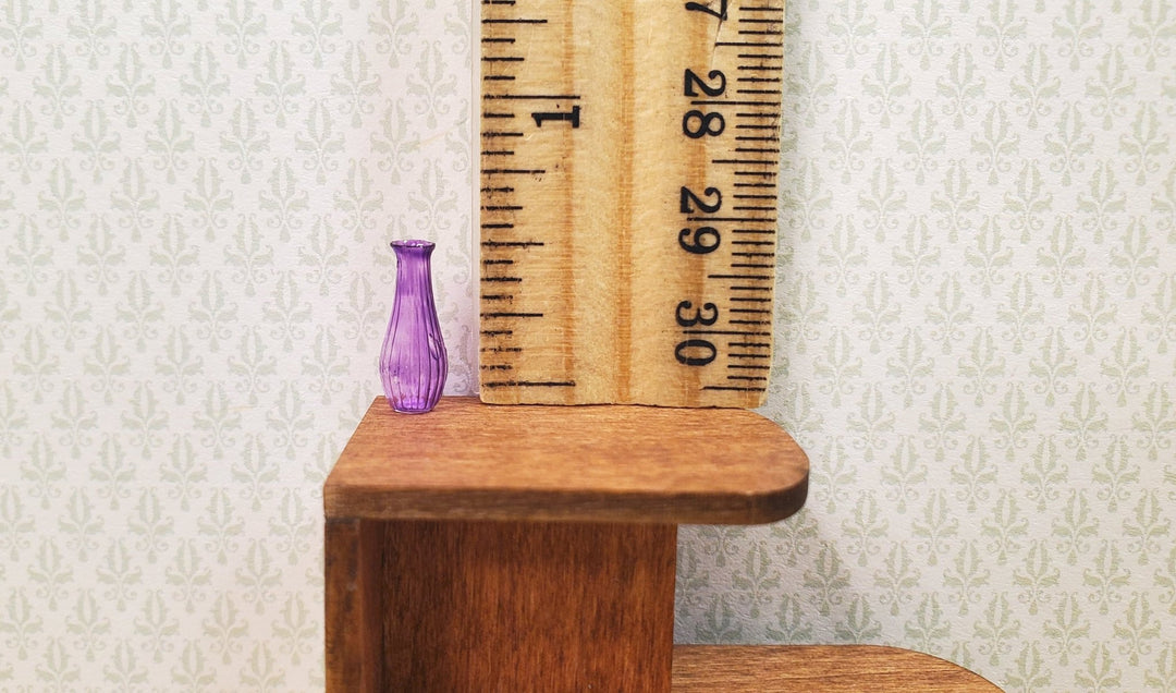 Dollhouse Ridged Purple Glass Bud Vase 1:12 Scale Miniature Flowers Decor - MiniatureCrush