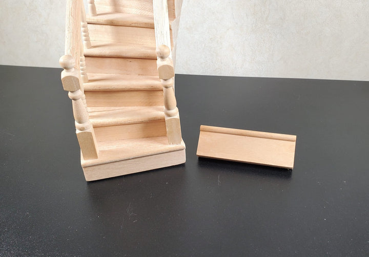 Dollhouse Right Curved Staircase Assembled 1:12 Scale Miniature Stairs Steps - MiniatureCrush