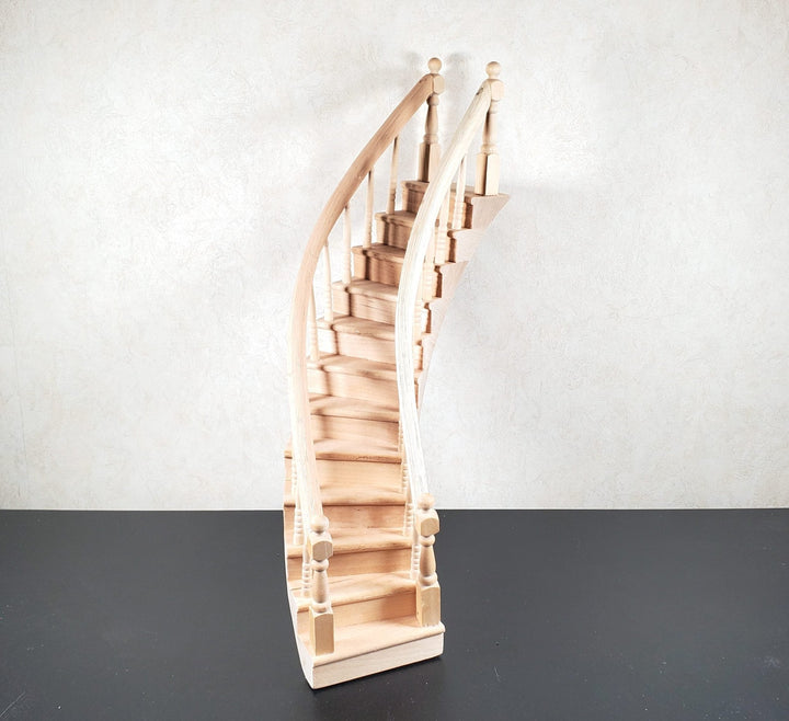 Dollhouse Right Curved Staircase Assembled 1:12 Scale Miniature Stairs Steps - MiniatureCrush