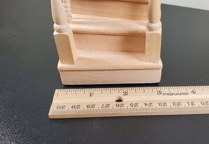 Dollhouse Right Curved Staircase Assembled 1:12 Scale Miniature Stairs Steps - MiniatureCrush