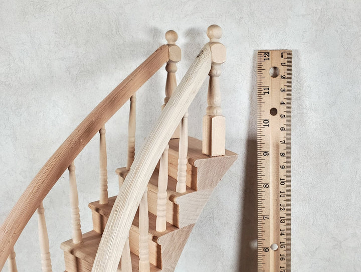 Dollhouse Right Curved Staircase Assembled 1:12 Scale Miniature Stairs Steps - MiniatureCrush
