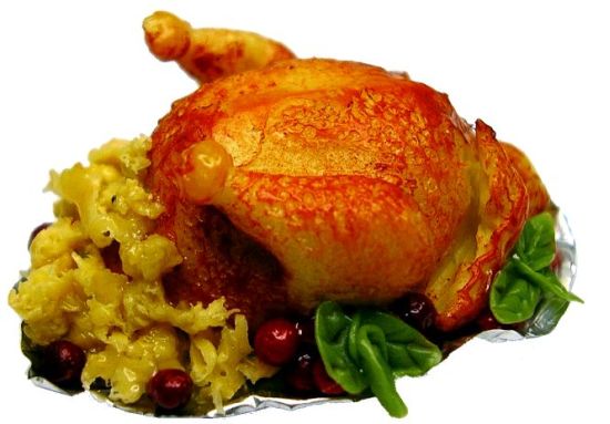 Dollhouse Roasted Chicken with Stuffing 1:12 Scale Miniature Food Kitchen - MiniatureCrush