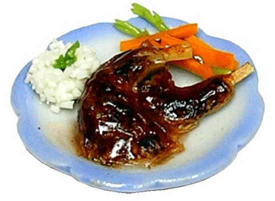 Dollhouse Roasted Duck Dinner on a Scalloped Plate 1:12 Scale Miniature Food - MiniatureCrush