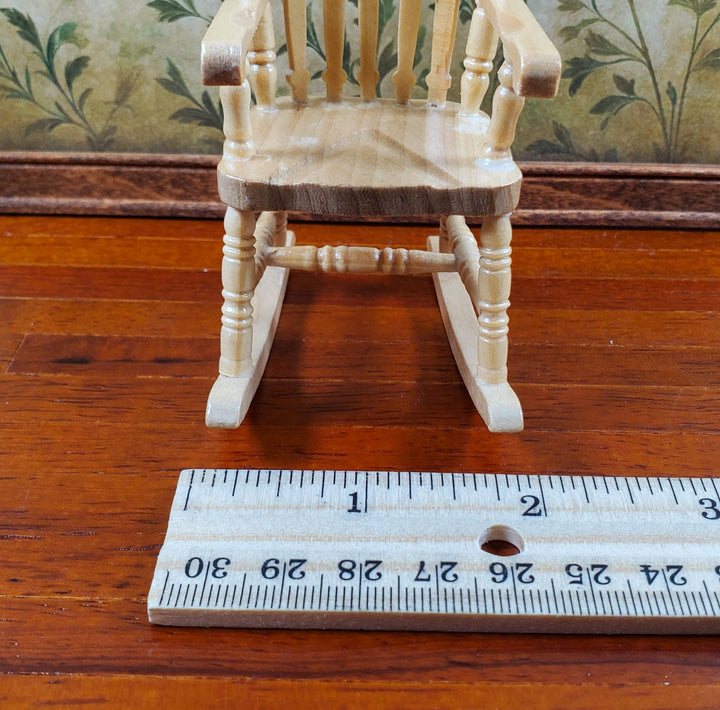 Dollhouse Rocking Chair Light Oak Finish Wood 1:12 Scale Miniature Furniture - Miniature Crush