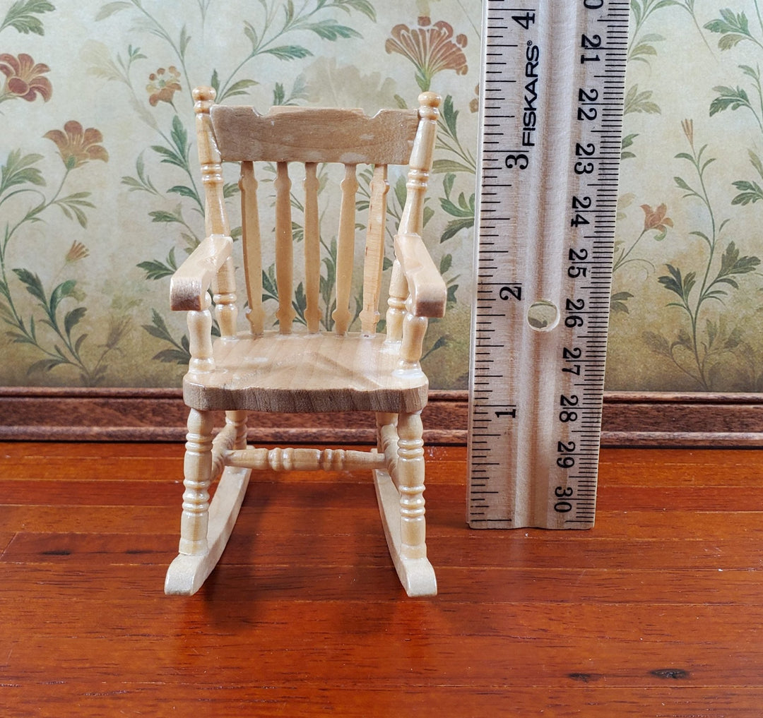 Dollhouse Rocking Chair Light Oak Finish Wood 1:12 Scale Miniature Furniture - Miniature Crush