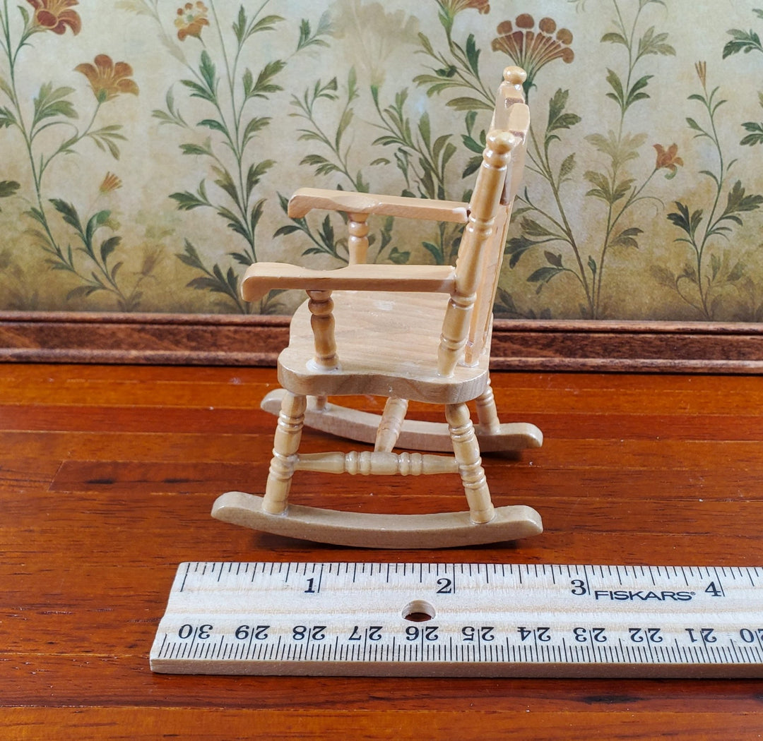 Dollhouse Rocking Chair Light Oak Finish Wood 1:12 Scale Miniature Furniture - Miniature Crush