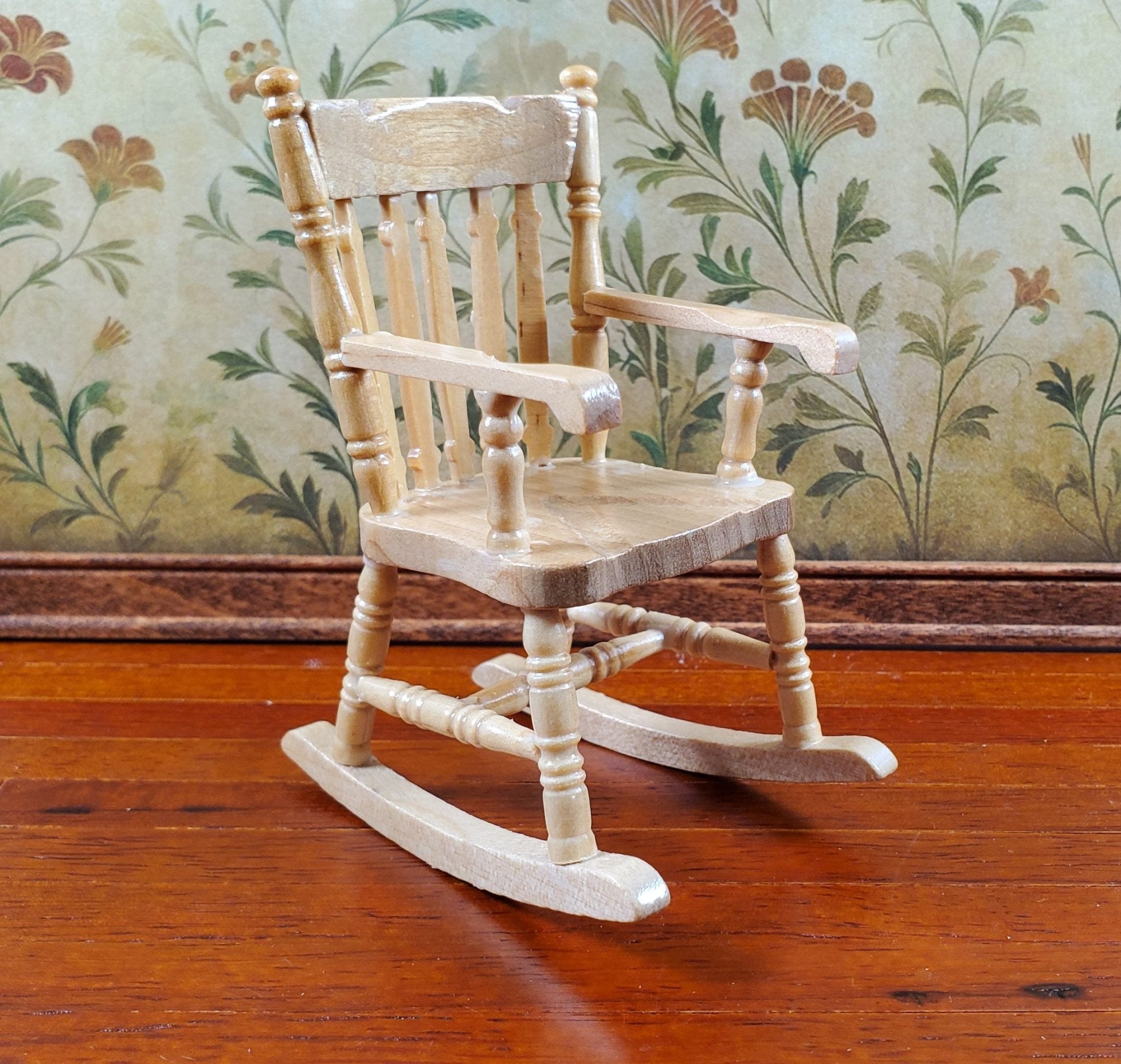 Miniature Rocking Chairs Dollhouse Rocking Chair Light Oak Finish Wood 1:12 Scale Miniature ...