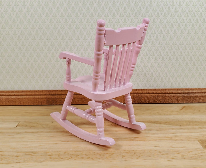 Dollhouse Rocking Chair Pink Wood 1:12 Scale Miniature Furniture Nursery - MiniatureCrush
