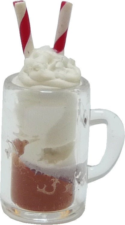 Dollhouse Root Beer Float in Mug with 2 Straws 1:12 Scale Miniature Food Drink - MiniatureCrush