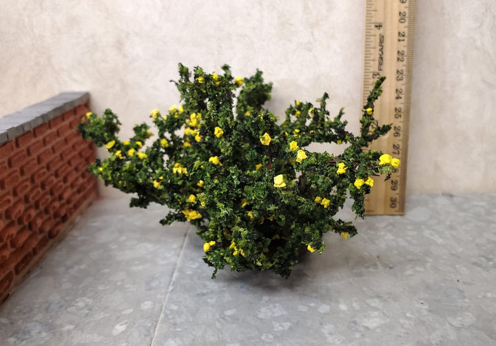 Dollhouse Rose Bush Yellow Large Flowering Shrub 1:12 Scale Miniature - MiniatureCrush