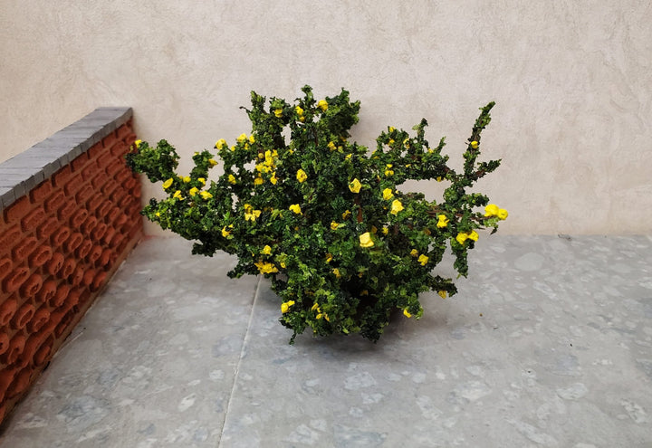 Dollhouse Rose Bush Yellow Large Flowering Shrub 1:12 Scale Miniature - MiniatureCrush