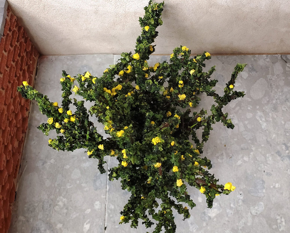 Dollhouse Rose Bush Yellow Large Flowering Shrub 1:12 Scale Miniature - MiniatureCrush