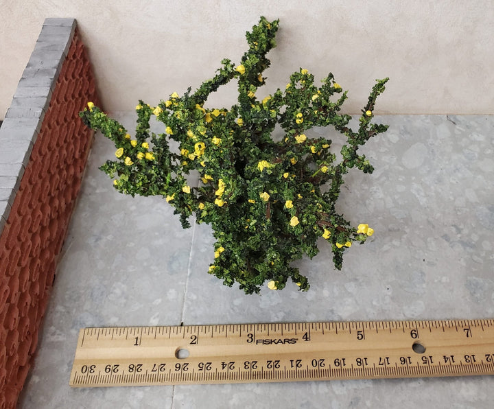 Dollhouse Rose Bush Yellow Large Flowering Shrub 1:12 Scale Miniature - MiniatureCrush