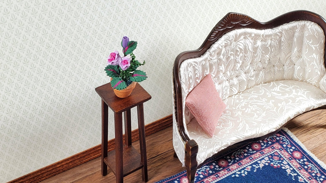 Dollhouse Roses Flowers Violet Purple Terra Cotta Pot 1:12 Scale Miniature Plant - Miniature Crush