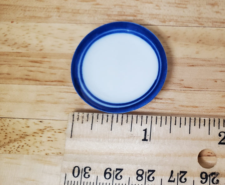 Dollhouse Round Blue & White Ceramic Platter x2 1:12 Scale Miniature - MiniatureCrush