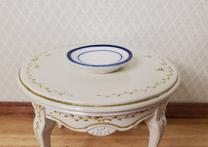 Dollhouse Round Blue & White Ceramic Platter x2 1:12 Scale Miniature - MiniatureCrush