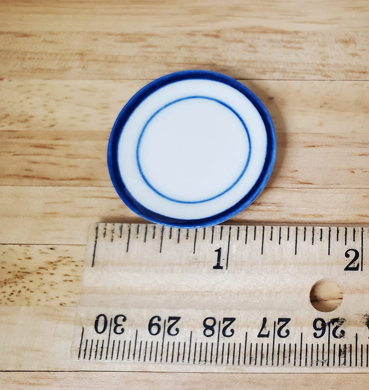 Dollhouse Round Blue & White Ceramic Platter x2 1:12 Scale Miniature - MiniatureCrush