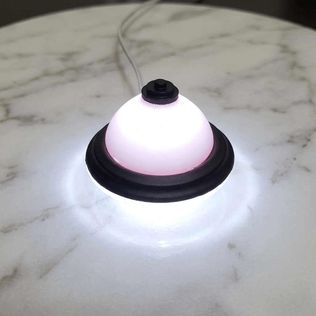 Dollhouse Round Ceiling Light Black 12 Volt Electric with Plug 1:12 Scale - MiniatureCrush