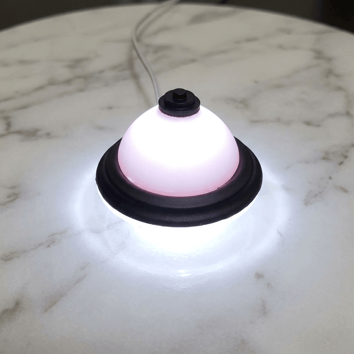 Dollhouse Round Ceiling Light Black 12 Volt Electric with Plug 1:12 Scale - MiniatureCrush