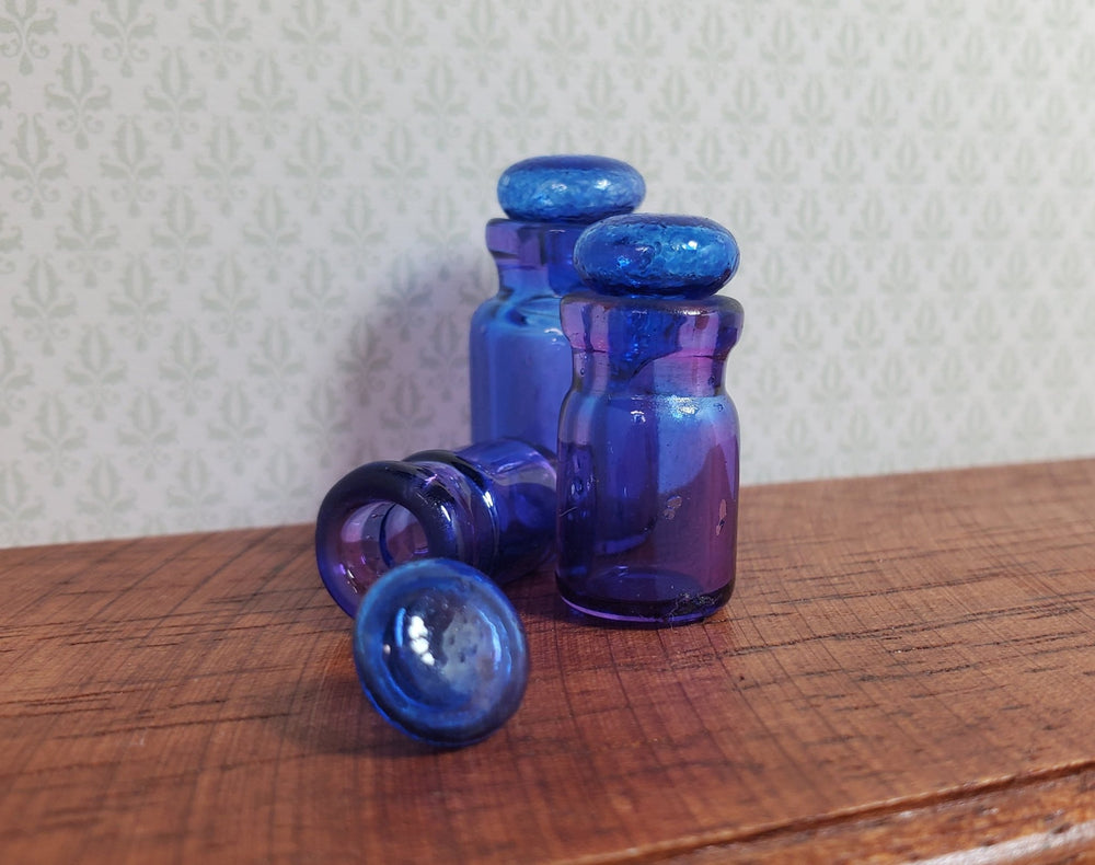 Dollhouse Round Glass Cannisters Blue/Purple Set of 3 1:12 Scale Miniature - MiniatureCrush