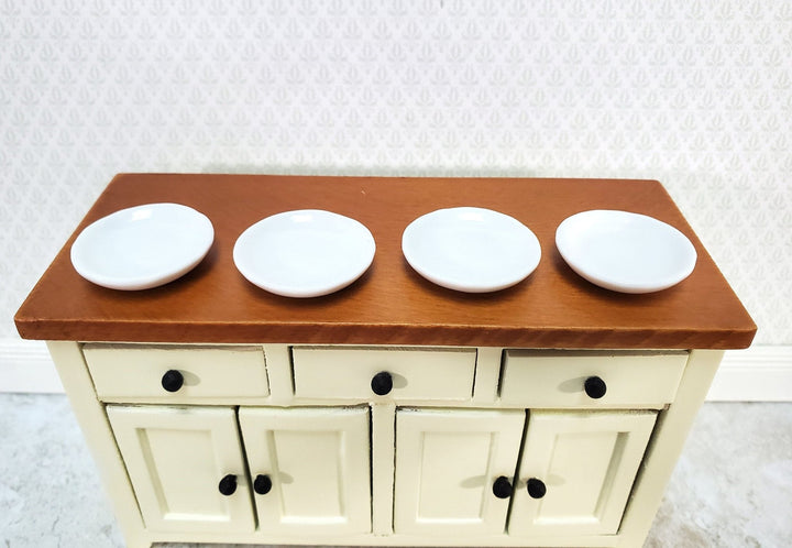 Dollhouse Round Plates White Ceramic x4 Miniatures 1" 1:12 Scale Miniature - MiniatureCrush