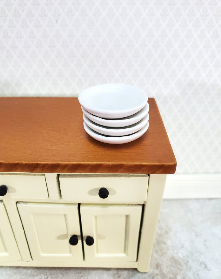 Dollhouse Round Plates White Ceramic x4 Miniatures 1" 1:12 Scale Miniature - MiniatureCrush