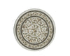 Dollhouse Round Rug Fabric White Black Floral 1:12 Scale Miniature 4.5
