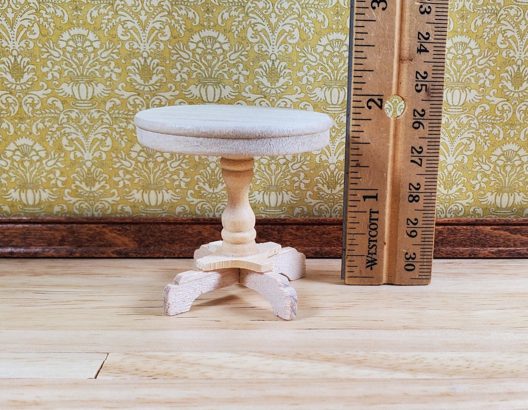 Dollhouse Round Side Table Unvarnished Wood 1:12 Scale Miniature Furniture - MiniatureCrush