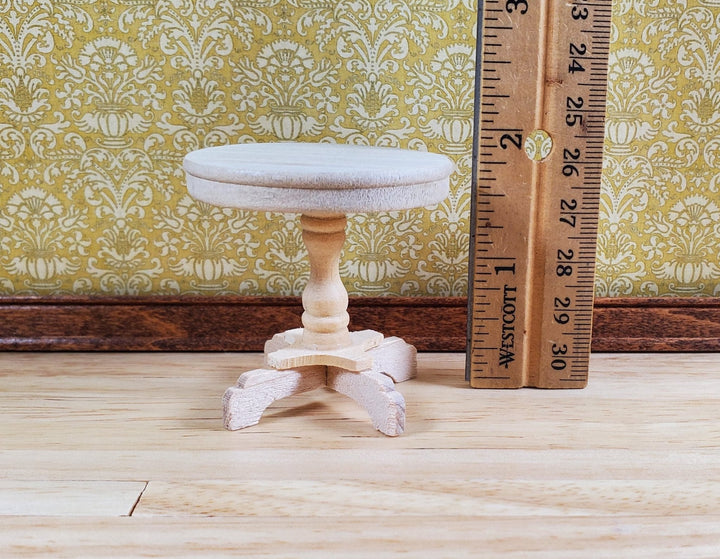 Dollhouse Round Side Table Unvarnished Wood 1:12 Scale Miniature Furniture - MiniatureCrush