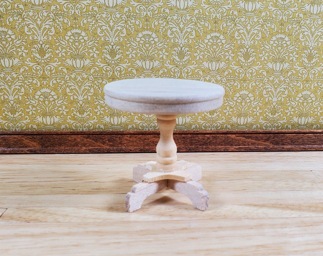 Dollhouse Round Side Table Unvarnished Wood 1:12 Scale Miniature Furniture - MiniatureCrush