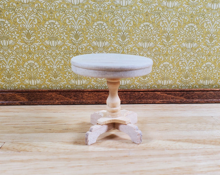 Dollhouse Round Side Table Unvarnished Wood 1:12 Scale Miniature Furniture - MiniatureCrush