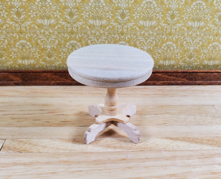 Dollhouse Round Side Table Unvarnished Wood 1:12 Scale Miniature Furniture - MiniatureCrush