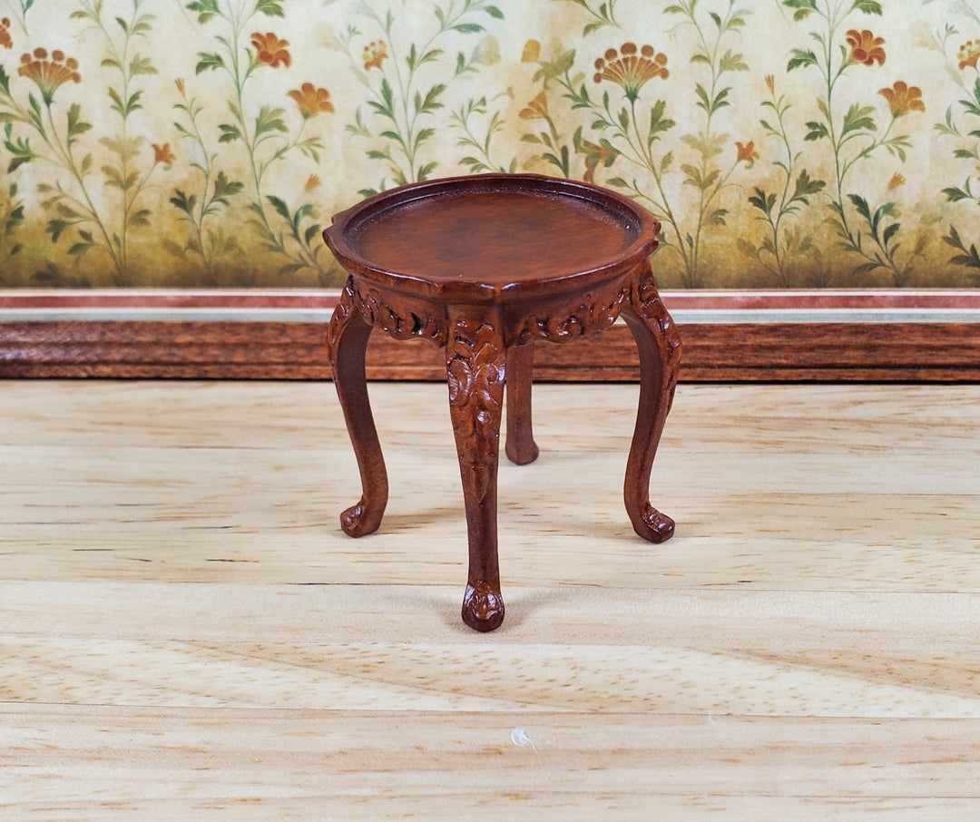 Dollhouse Round Side Table Vintage Hansson Miniatures 1:12 Scale Walnut Finish - MiniatureCrush