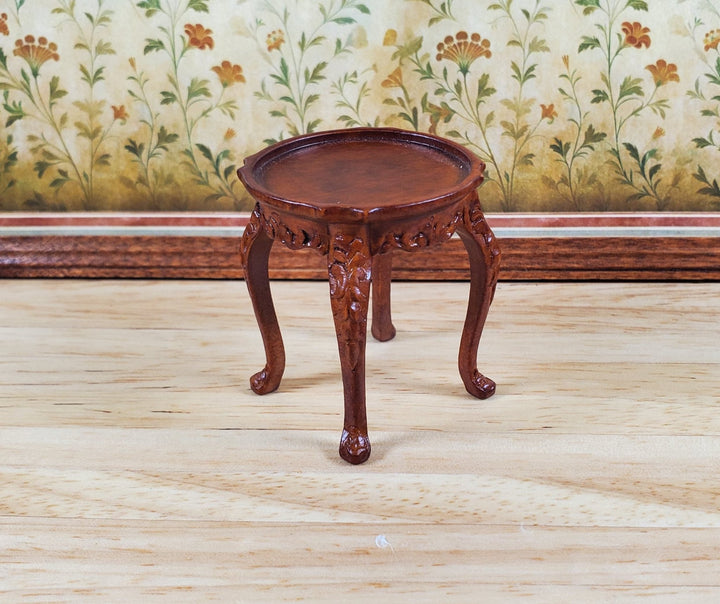 Dollhouse Round Side Table Vintage Hansson Miniatures 1:12 Scale Walnut Finish - MiniatureCrush