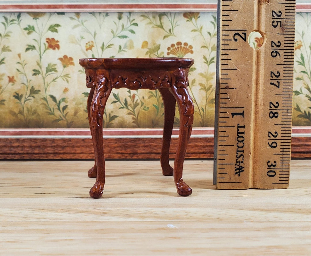 Dollhouse Round Side Table Vintage Hansson Miniatures 1:12 Scale Walnut Finish - MiniatureCrush