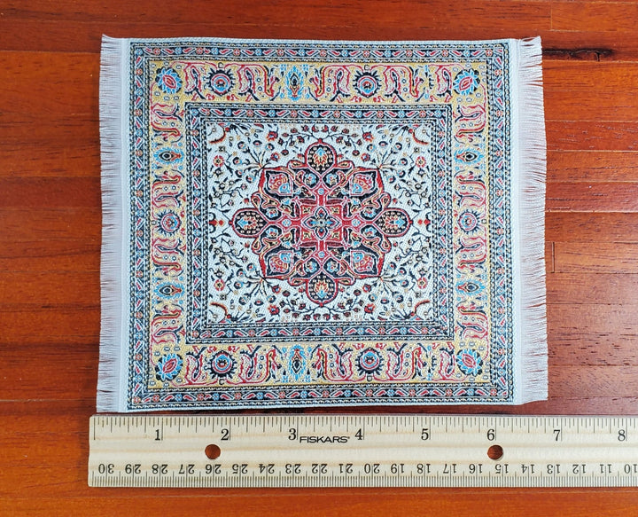 Dollhouse Rug Fabric Square Persian Style Red Gold 1:12 Scale Miniature Carpet - Miniature Crush