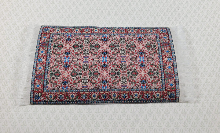 Dollhouse Rug Small Rust Green Black 5.50" x 3" 1:12 Miniature Carpet - Miniature Crush