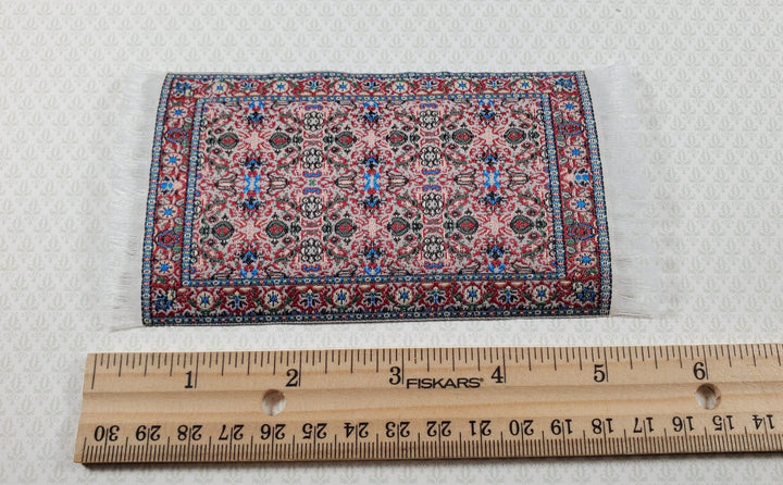 Dollhouse Rug Small Rust Green Black 5.50" x 3" 1:12 Miniature Carpet - Miniature Crush