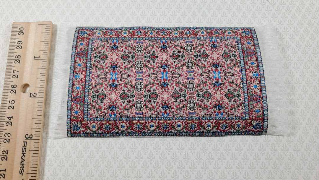 Dollhouse Rug Small Rust Green Black 5.50" x 3" 1:12 Miniature Carpet - Miniature Crush
